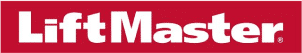 LiftMaster logo prominently displayed on a vibrant red background, showcasing the brand's identity and recognition