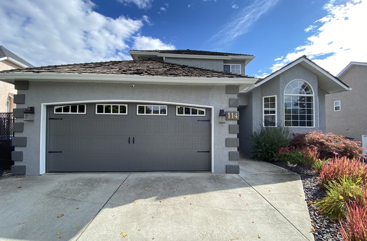 Carriage Craft sable grey garage door installed by Legacy Garage Doors