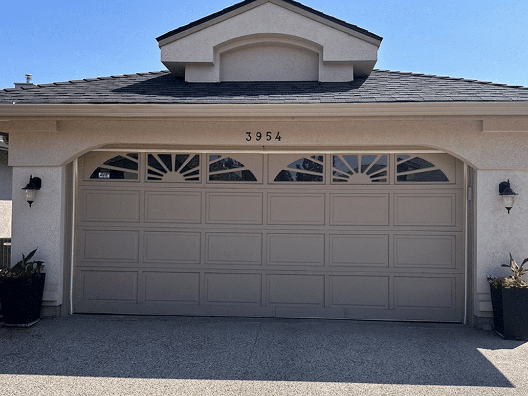 Contemporary Walnut Before garage door featuring a classic walnut finish and traditional design elements